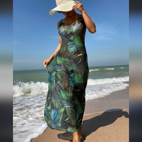 SHEIN Other - Tropical Print Mesh Cover Up Womens Womens Small or Medium